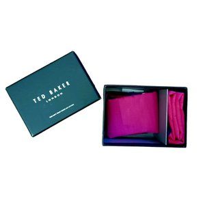 Ted Baker Silk Blend Lot Of Two Silk Pink Navy Pocket Squares NWT